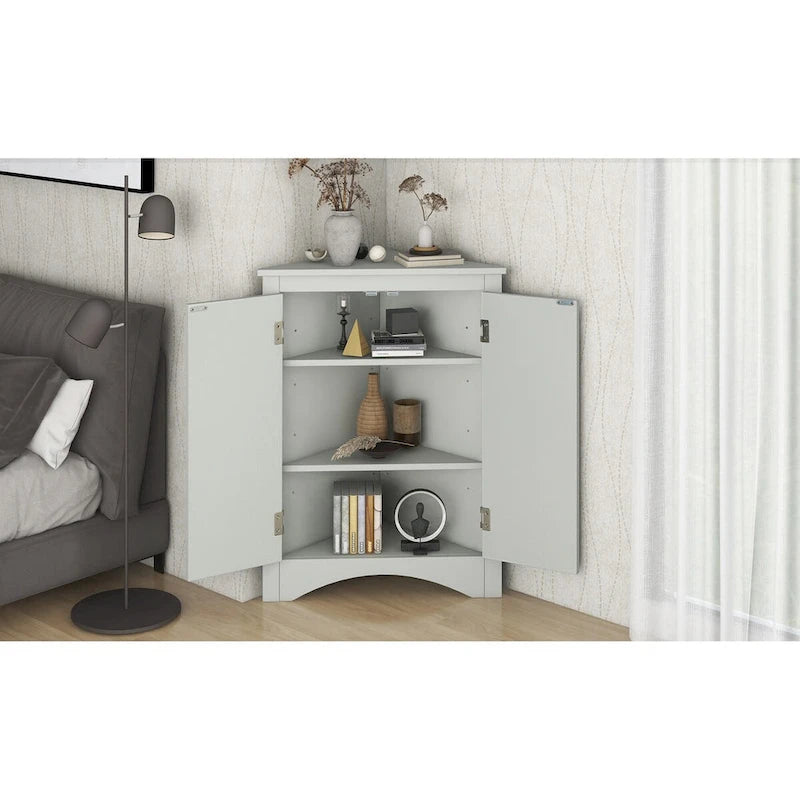 Triangle Corner Storage Cabinet with Adjustable Shelves