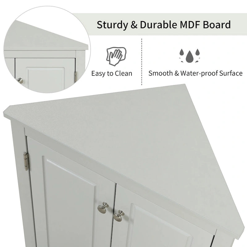 Triangle Corner Storage Cabinet with Adjustable Shelves