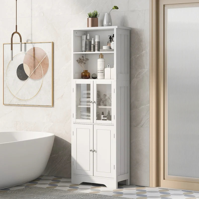 Tall Storage Cabinet with Shelves and Doors