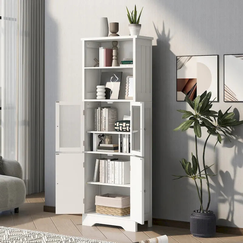 Tall Storage Cabinet with Shelves and Doors