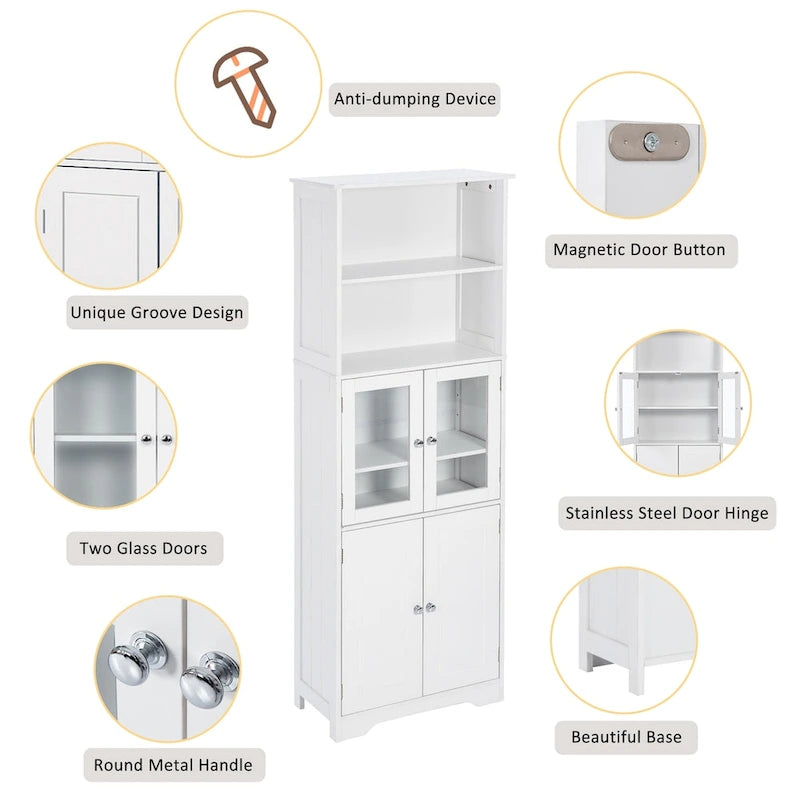 Tall Storage Cabinet with Shelves and Doors