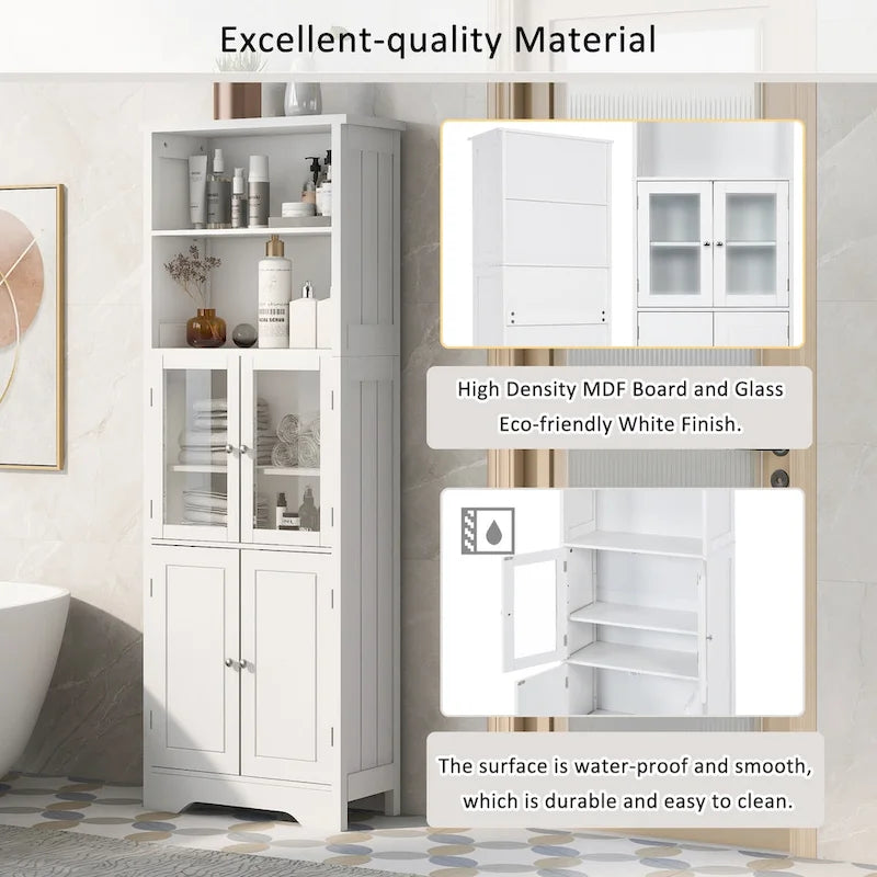 Tall Storage Cabinet with Shelves and Doors