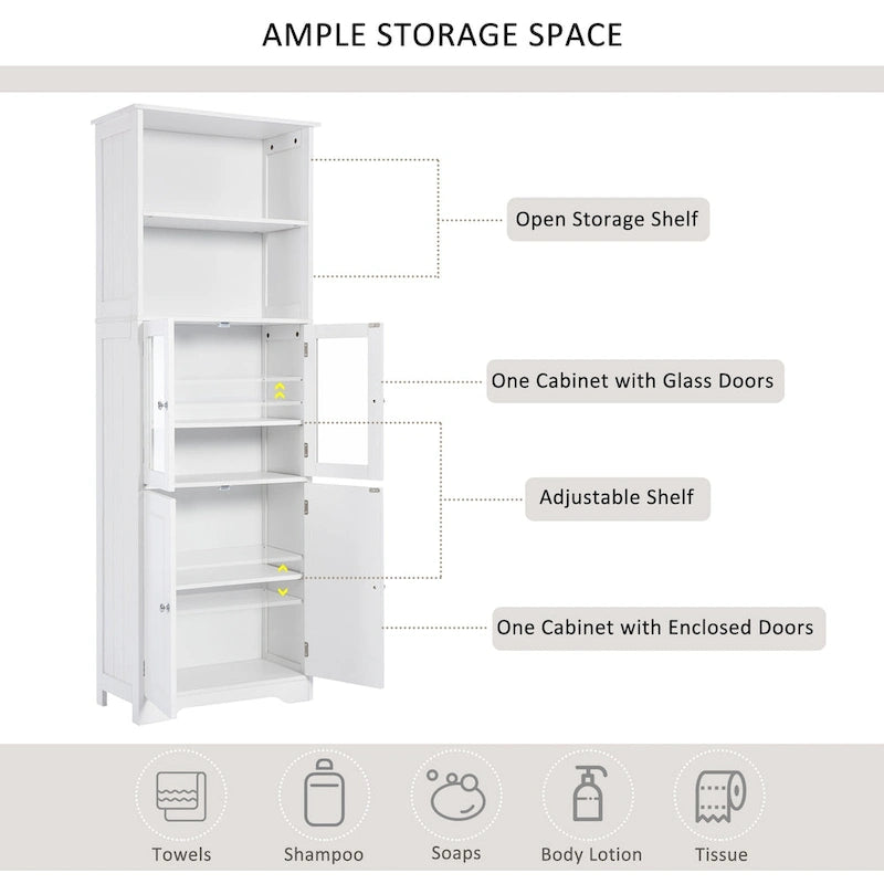 Tall Storage Cabinet with Shelves and Doors