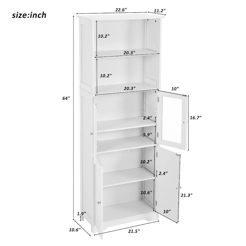 Tall Storage Cabinet with Shelves and Doors