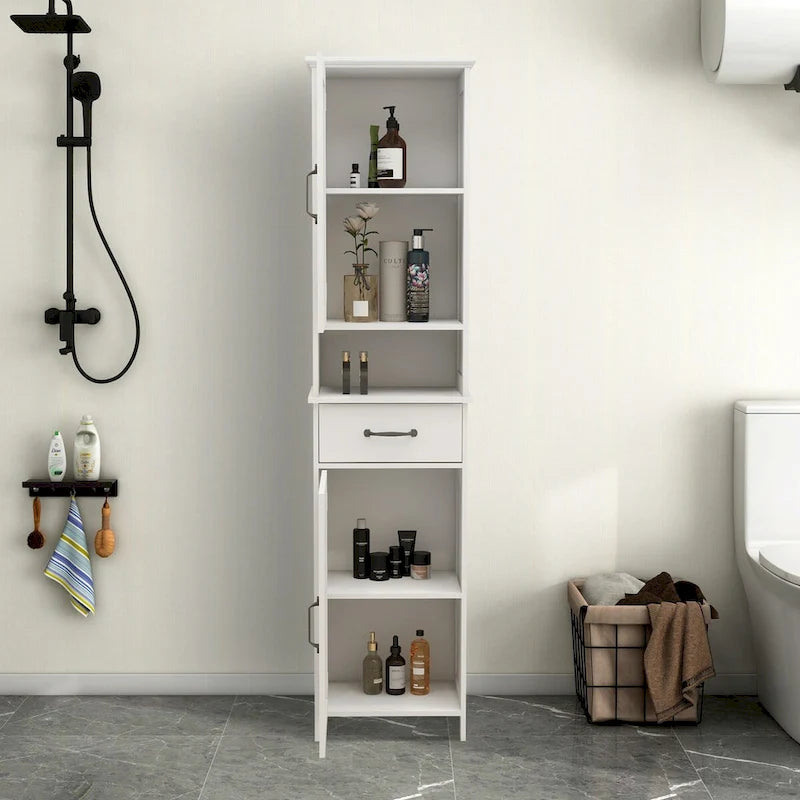 Narrow Slim Floor Standing Storage Cabinet with Double Door