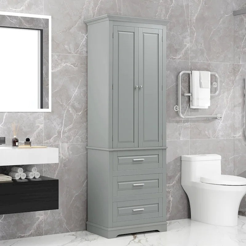 Tall Storage Cabinet with 3 Drawers