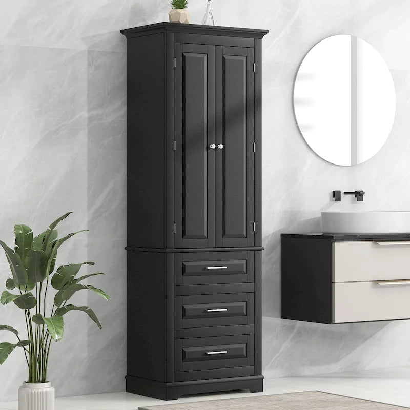 Tall Storage Cabinet with 3 Drawers