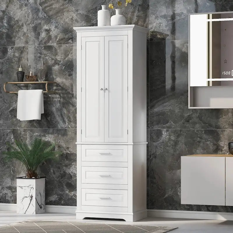 Tall Storage Cabinet with 3 Drawers
