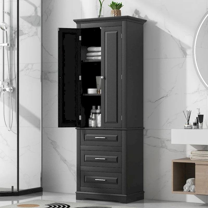 Tall Storage Cabinet with 3 Drawers