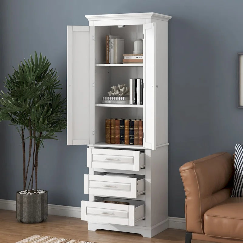 Tall Storage Cabinet with 3 Drawers