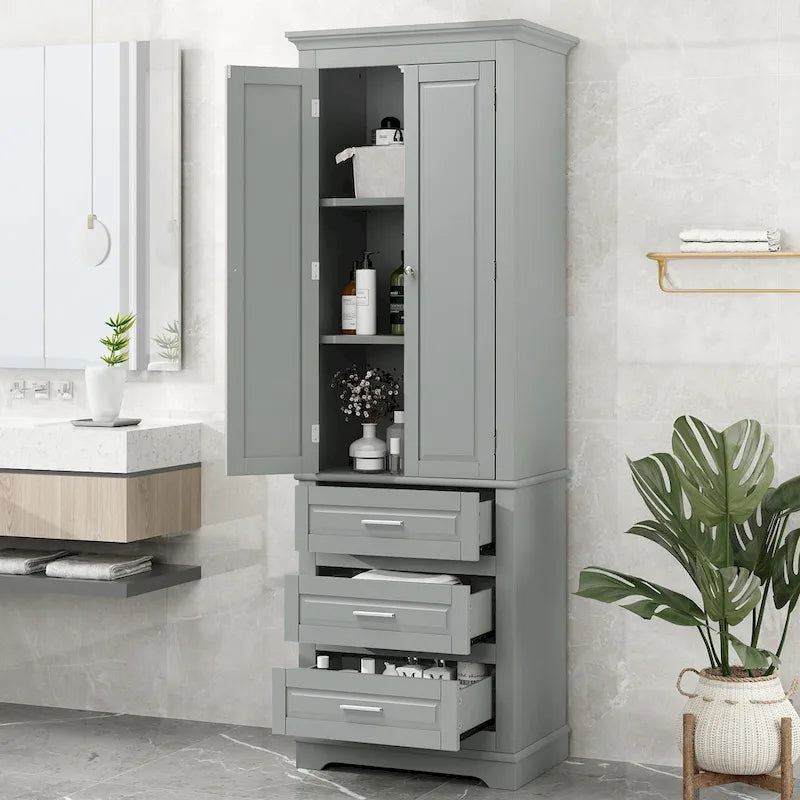 Tall Storage Cabinet with 3 Drawers