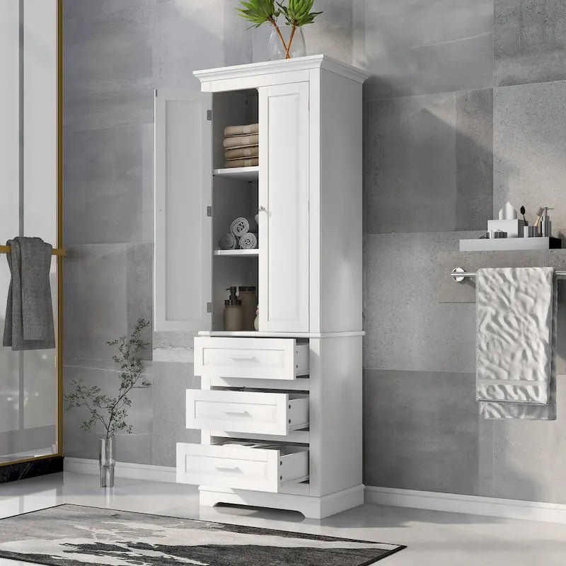 Tall Storage Cabinet with 3 Drawers