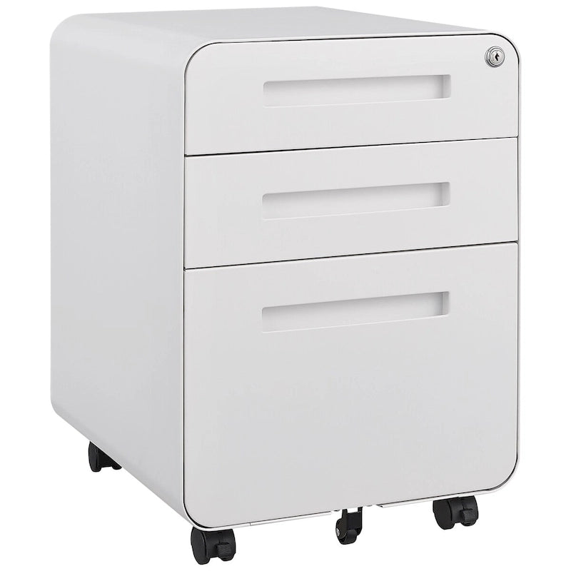 3 Drawer Mobile File Cabinet with 5 Wheels, Anti-Tilting Cold Rolled Steel, Waterproof & Moisture-Proof