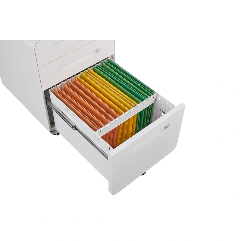 3 Drawer Mobile File Cabinet with 5 Wheels, Anti-Tilting Cold Rolled Steel, Waterproof & Moisture-Proof