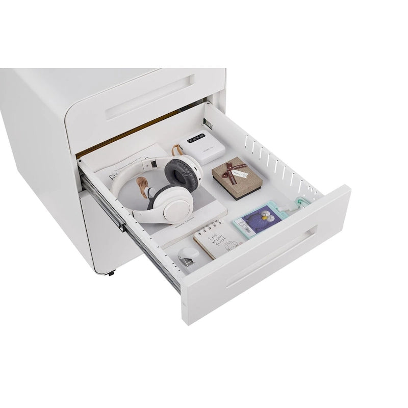 3 Drawer Mobile File Cabinet with 5 Wheels, Anti-Tilting Cold Rolled Steel, Waterproof & Moisture-Proof