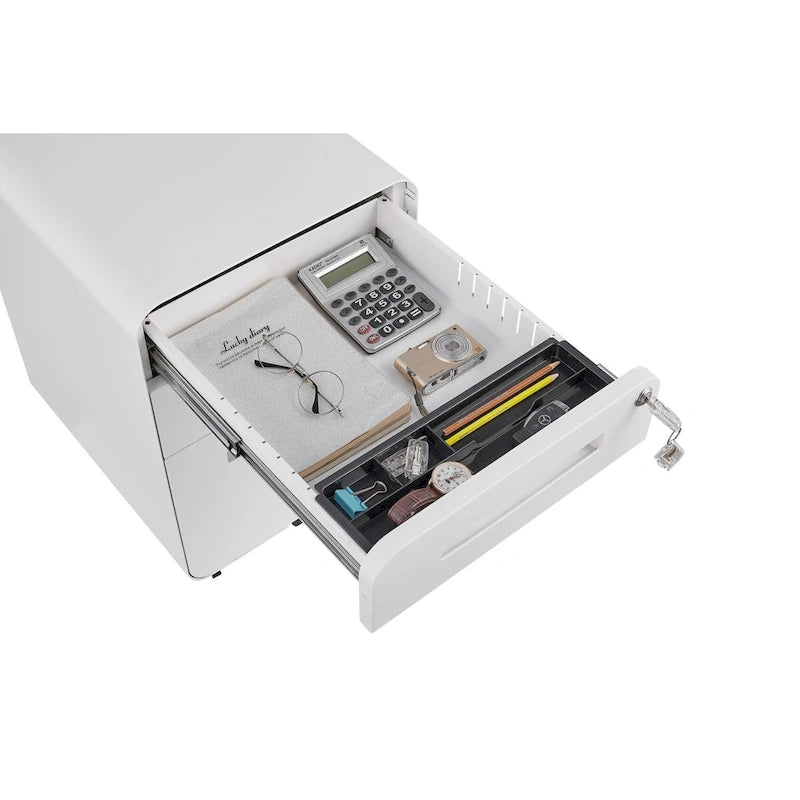 3 Drawer Mobile File Cabinet with 5 Wheels, Anti-Tilting Cold Rolled Steel, Waterproof & Moisture-Proof