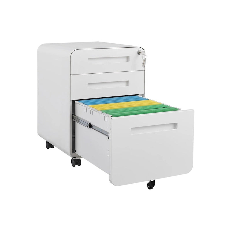 3 Drawer Mobile File Cabinet with 5 Wheels, Anti-Tilting Cold Rolled Steel, Waterproof & Moisture-Proof