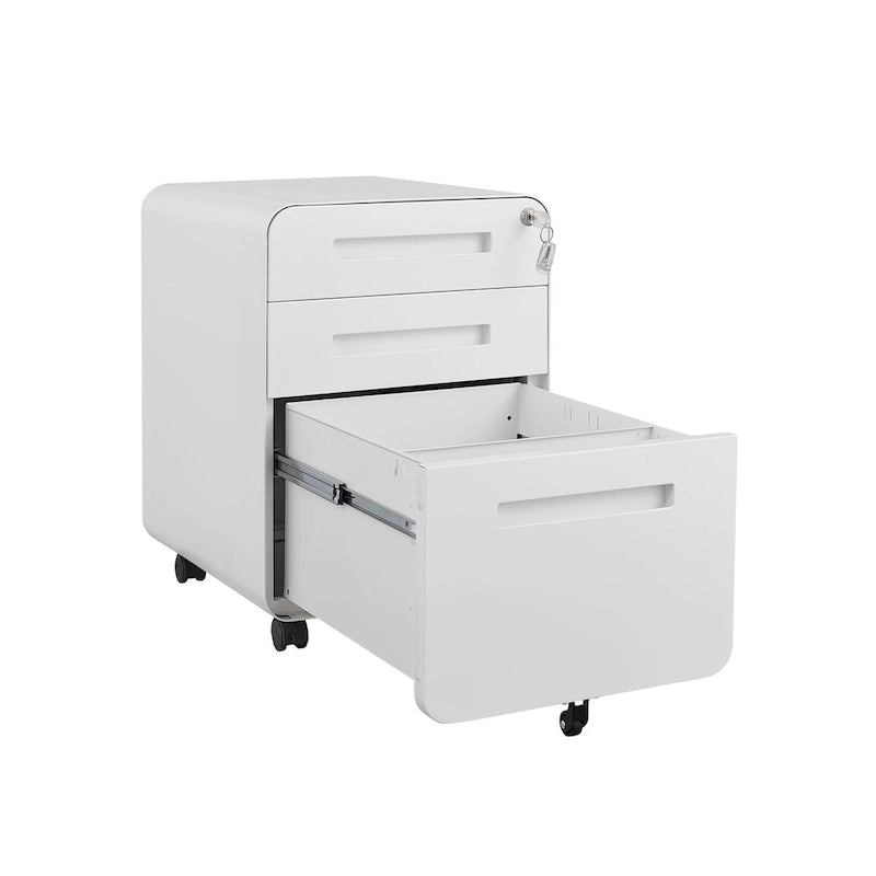 3 Drawer Mobile File Cabinet with 5 Wheels, Anti-Tilting Cold Rolled Steel, Waterproof & Moisture-Proof