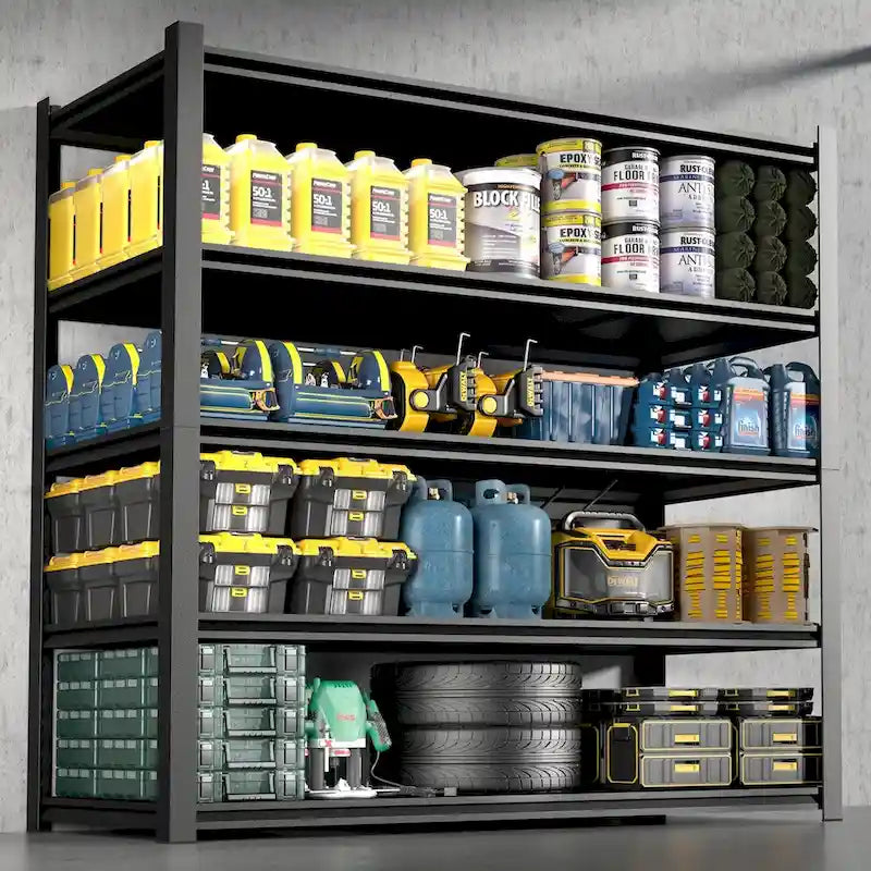 83.86-Inch Tall Black Metal Shelves with 5 Removable Dividers