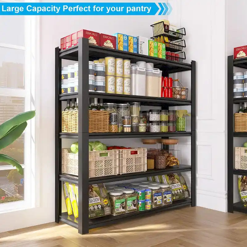 83.86-Inch Tall Black Metal Shelves with 5 Removable Dividers